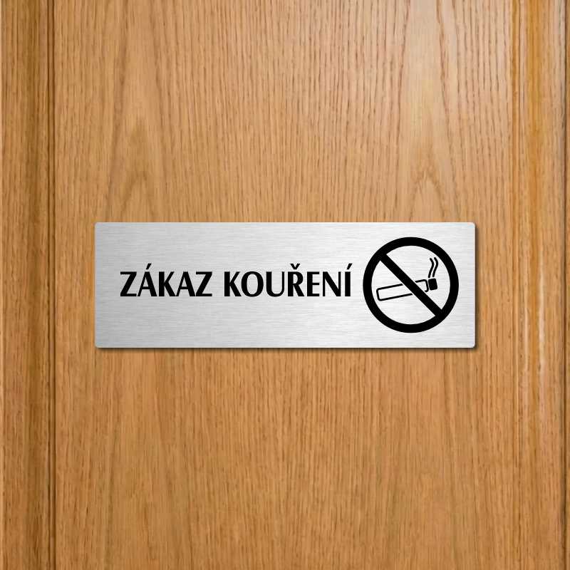 Zákaz kouření, 240x79mm, stříbrná popiska s okrasným rámečkem  
